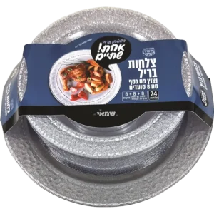 סט צלחות 20 חלקים יוקרתי נצנץ פס כסף ענק + קטן ר.שמאי