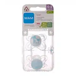 MAM מארז זוג מוצצים סיליקון 0-2 בן תכלת