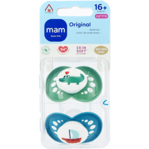 מאמ MAM זוג מוצצים סיליקון 16 + ירוק בהיר