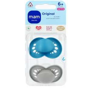 מאמ MAM זוג מוצצים סיליקון 6+ ירוק אפור