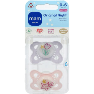 מאמ MAM זוג מוצצים זוהרים 0-6 ורוד