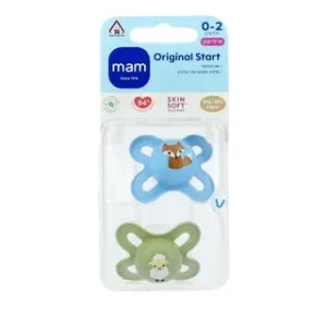 מאמ MAM זוג מוצצים סיליקון 0-2 תכלת ירוק