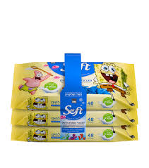 בובספוג מגבונים שלישיה נשטפים באסלה סופט